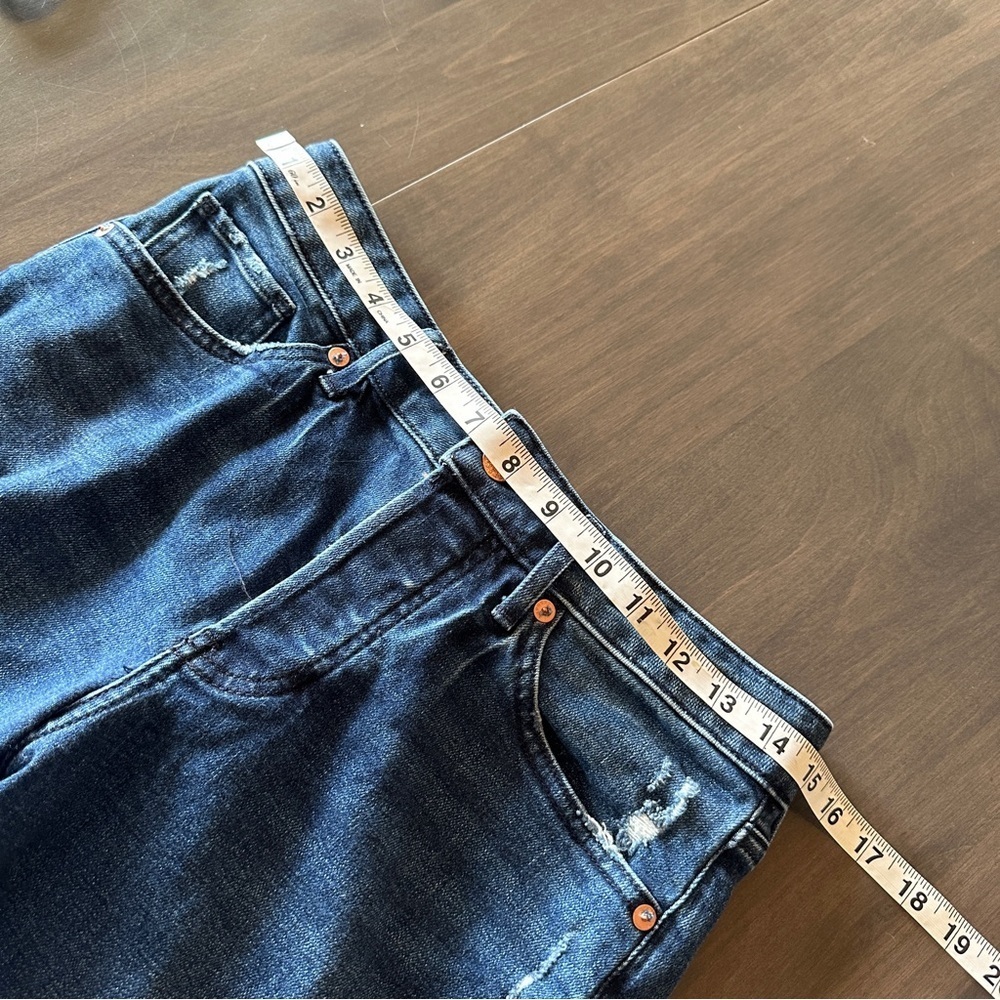Express Boyfriend Mid Rise  Button Front Distressed Jeans 2 - Picture 11 of 12